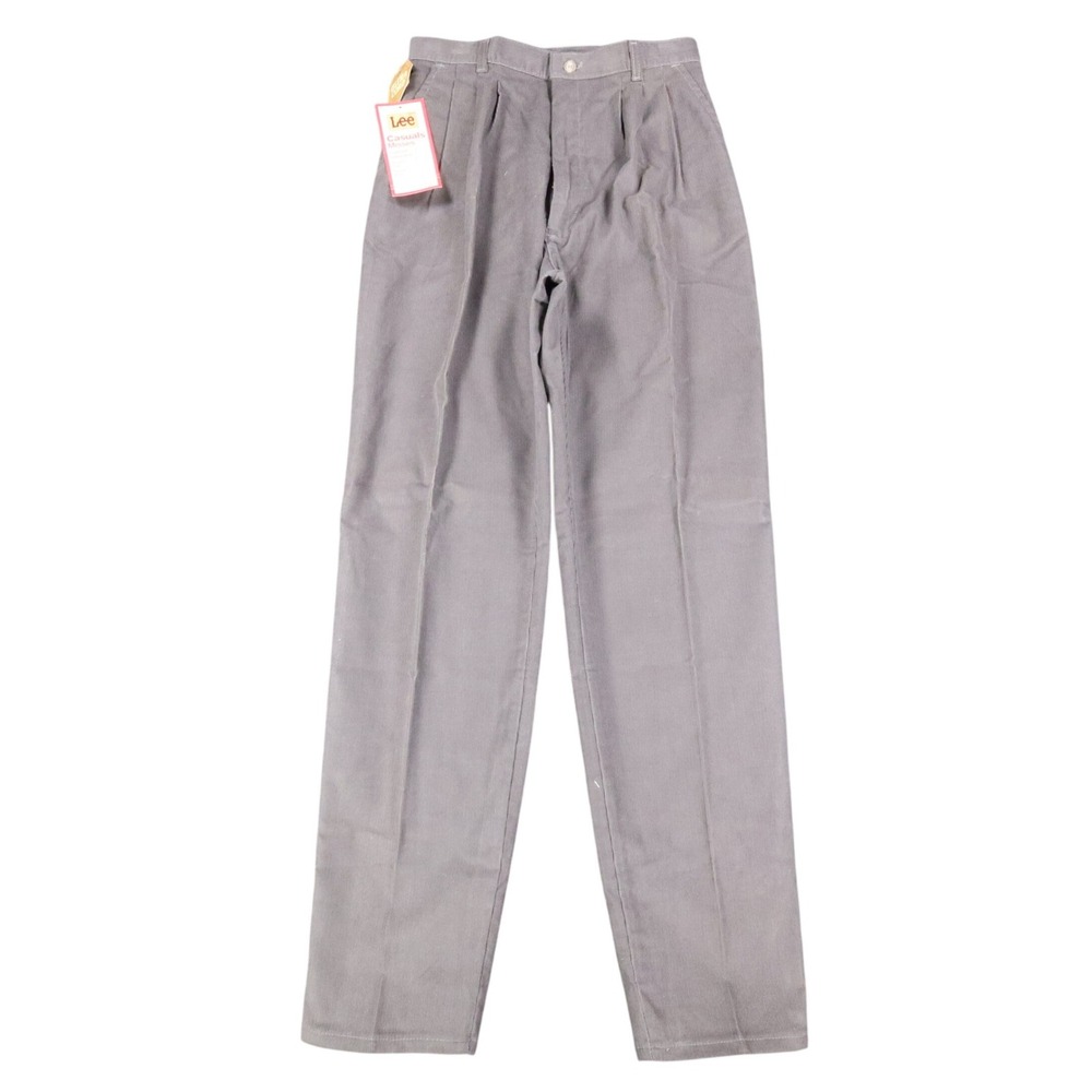 Lee Casuals Pants Womens 12 Vintage 80s Gray Corduroy Pleated Tapered USA NWT